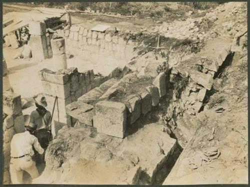 Caracol, fallen stones of stairway which led to roof at West Annex