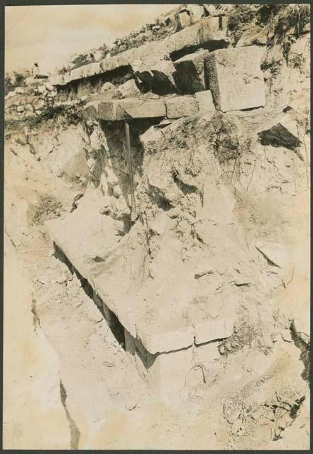 Caracol, fallen stones of stairway which led to roof of West Annex