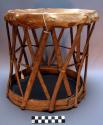 Wooden and skin stool - drum type