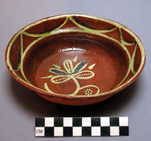 Dish, glazed and painted