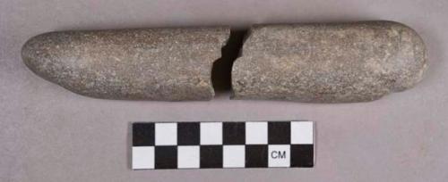 Ground stone, modified lithic fragments, oblong; crossmends