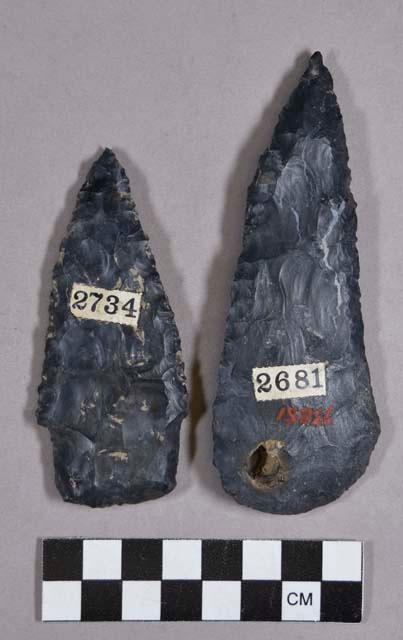 Chipped stone, projectile points, leaf-shaped and stemmed