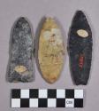 Chipped stone, projectile points, leaf-shaped and lanceolate