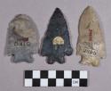 Chipped stone, projectile points, bifurcate base, corner-notched, and stemmed