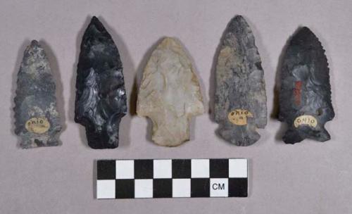 Chipped stone, projectile points, stemmed, side-notched, and corner-notched