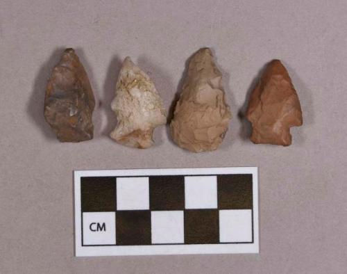 Chipped stone, projectile points, stemmed and leaf-shaped