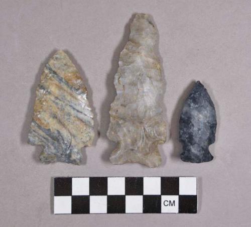 Chipped stone, projectile points, including bifurcate base, stemmed, corner-notched, side-notched, and asymmetrical