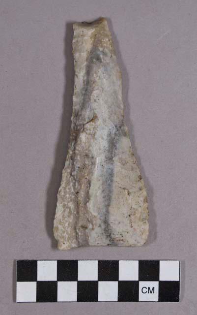 Chipped stone, biface, possible perforator; mended