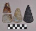Chipped stone, ovate projectile points and fragments, crossmends