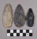 Chipped stone, projectile points and fragment, ovate and stemmed
