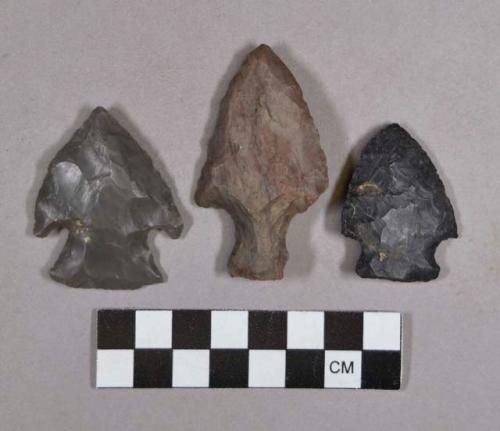 Chipped stone, projectile points, stemmed and corner-notched