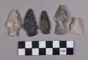 Chipped stone, projectile points, stemmed and triangular