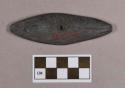 Ground stone, gorget, incised, one perforation