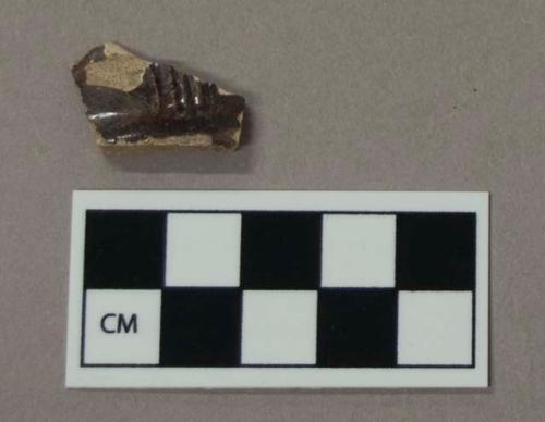 Ceramic, coarse earthenware body sherd, brown glaze exterior