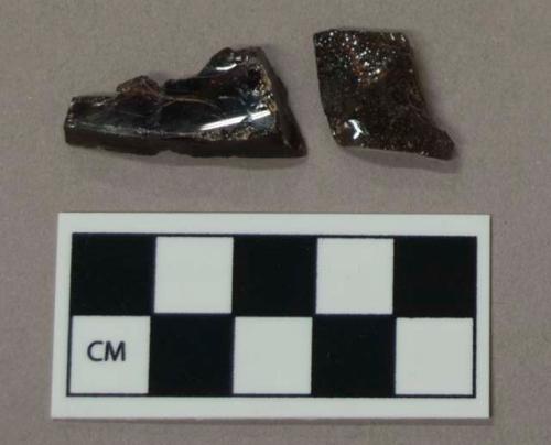 Glass, brown bottle body fragments