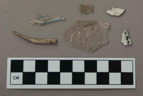 Plastic fragments including wrappers, straws, etc