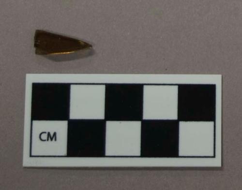 Glass, amber bottle body fragment