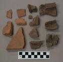 Ceramic, redware roof tile fragments