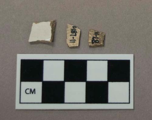 Ceramic, whiteware body sherd fragments