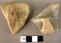 2 potsherds with lug handles-buff ware