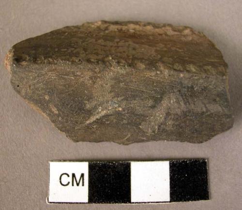 Indented rim & shoulder potsherd - brown burnish, incised ware (Wace & Thompson,