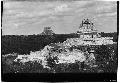 Caracol, view from Monjas before repair of tower and SW corner of lower platform