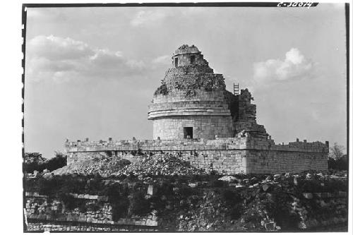 Caracol Tower. S. side repair completed. View from T. of Wall Panels.