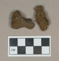 Metal, unidentified metal fragments with stone attached