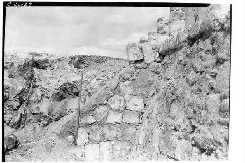 Caracol. W. Annex. Stairway of burial platform.