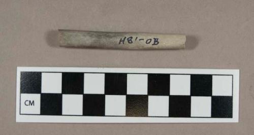 Ceramic, white clay pipe stem fragment, 5/64" bore diameter, pinched at one end