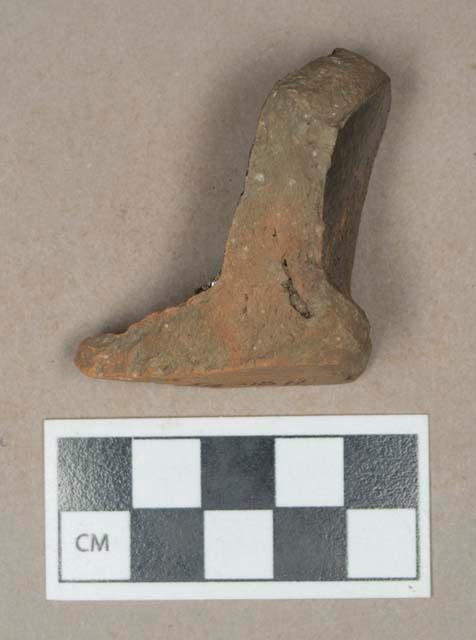 Ceramic, redware base fragment, glaze on interior and exterior