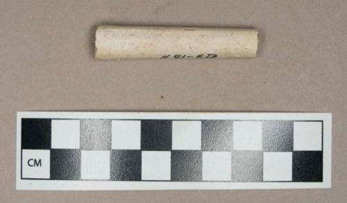 Ceramic, white clay pipe stem fragment, 7/64" bore diameter