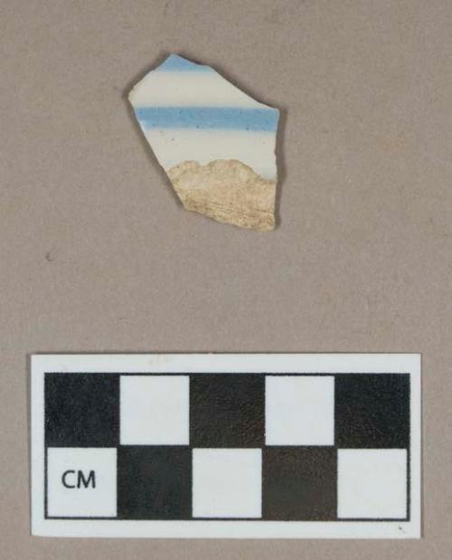 Ceramic, light blue annular banded whiteware body sherd