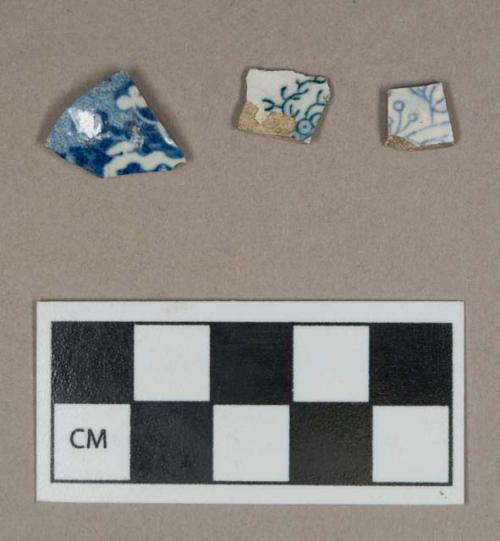 Ceramic, blue transfer printed whiteware body sherds