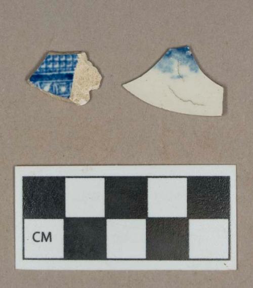 Ceramic, blue transferprinted pearlware body sherds