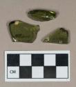 Glass, olive green curved body fragments