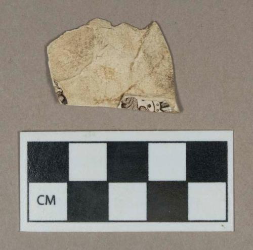 Ceramic, brown transfer print creamware rim sherd