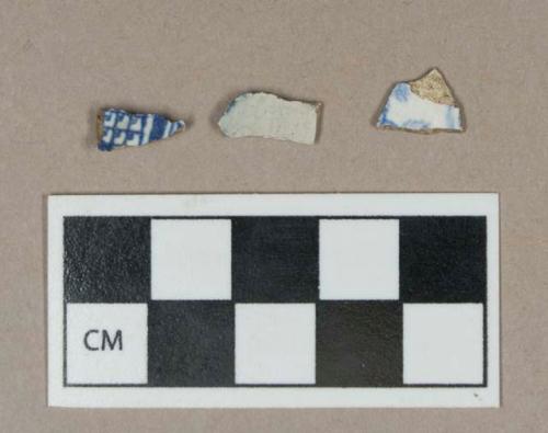 Ceramic, blue transfer print refined earthenware body sherds