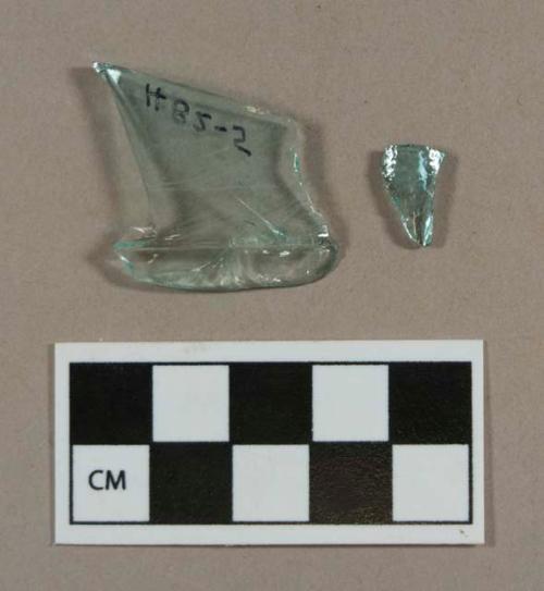 Glass, aqua curved body fragments