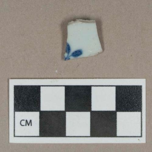 Ceramic, porcelain base sherd, blue underglaze painted