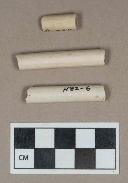 Ceramic, white clay pipe stem fragments, 5/64" bore diameter