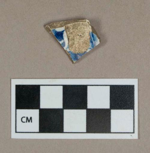 Ceramic, pearlware base sherd, blue transfer print