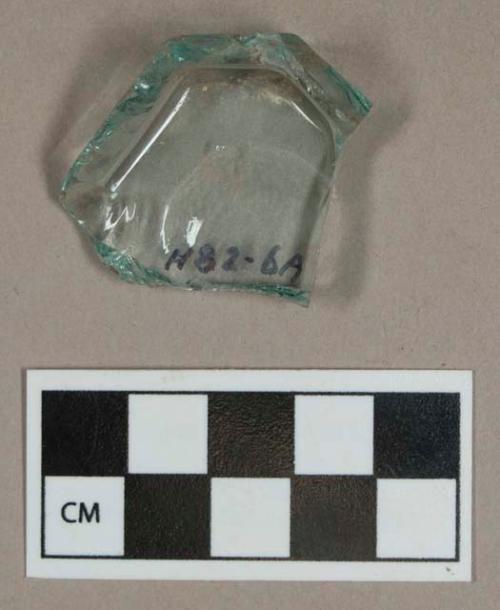 Glass, aqua tumbler base fragment