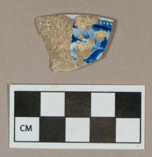 Ceramic, pearlware rim sherd, blue transfer print