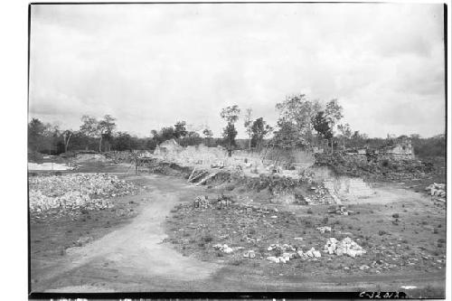 Mercado - during excavation from small Ball Court, looking E.