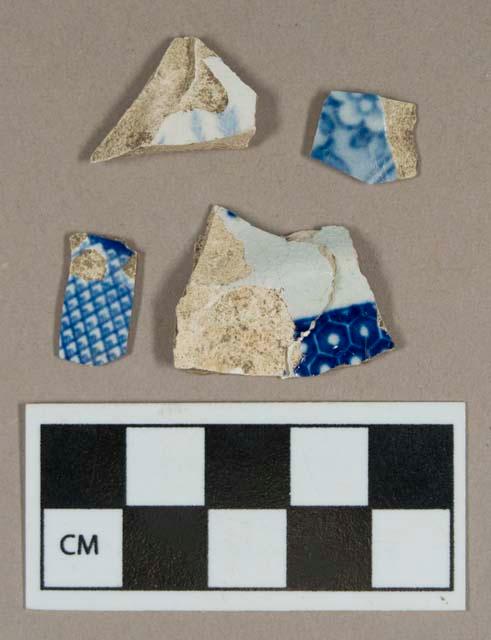 Ceramic, blue transfer print pearlware body sherds