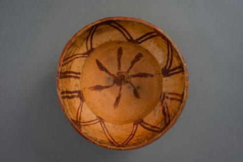 Ceramic, complete bowl, red on buff interior