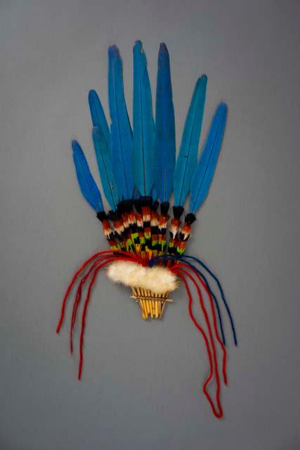 Fan-like bamboo and feather ornament