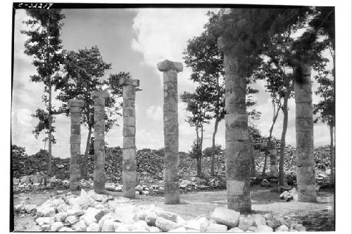 Patio at Mercado, north side looking east, columns restored.