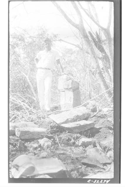 Structure 2-C-6 on road to Piste, stones of arched doorway. Feb. 28th.